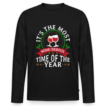 It's The Most Wine-Derful Time Of The Year Wine - Men's Premium Organic Long Sleeve Shirt - black - Front - Nico (187cm)