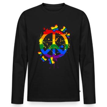 LGBT - Männer Premium Bio Langarmshirt - Schwarz - Vorne - Nico (187cm)