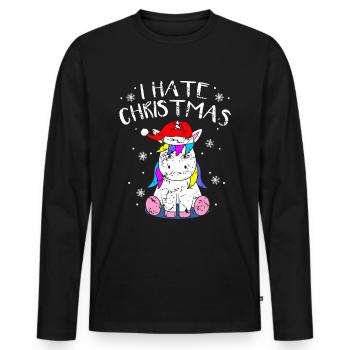 Anti-Noël Anti-Noël Licorne De Noël Anti - T-shirt manches longues Premium bio Homme - noir - Devant - Nico (187cm)