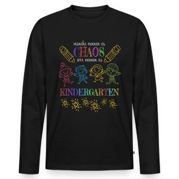 Drôle école maternelle maternelle - T-shirt manches longues Premium bio Homme - noir - Devant - Nico (187cm)