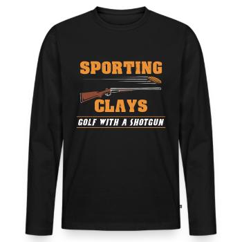 Shooting target clay pigeon shooting - Men's Premium Organic Long Sleeve Shirt - black - Front - Nico (187cm)