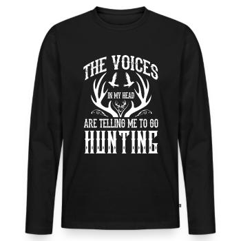 Chemise de chasse drôle - T-shirt manches longues Premium bio Homme - noir - Devant - Nico (187cm)