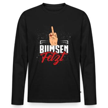 Fuck Fucks | Illustration with middle finger - Men's Premium Organic Long Sleeve Shirt - black - Front - Nico (187cm)