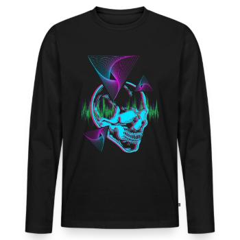 Crâne Vaporwave pour Techno, Goa Spytrance Fete - T-shirt manches longues Premium bio Homme - noir - Devant - Nico (187cm)