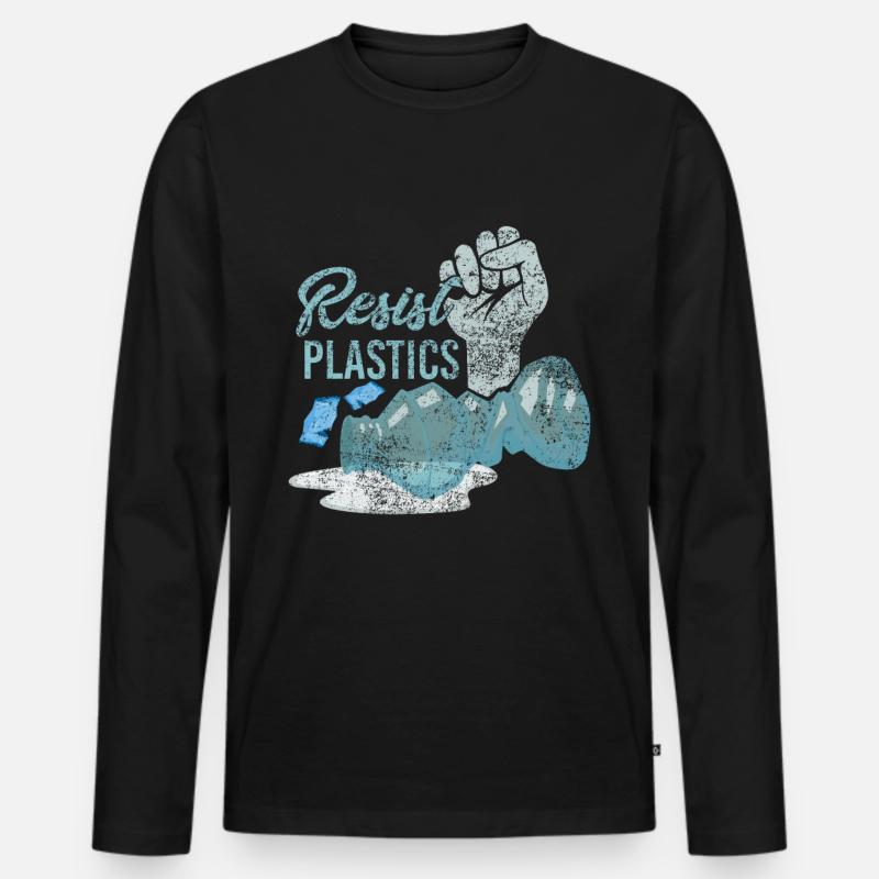 Resist Plastics Zero Waste Plastikfrei Plastik Spr - Männer Premium Bio Langarmshirt - Schwarz
