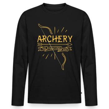 Sports à l’arc Tir à l’arc Archery - T-shirt manches longues Premium bio Homme - noir - Devant - Nico (187cm)