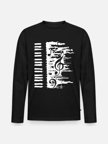 Pianist, Klavierspieler, Klavier, Piano, - Männer Premium Bio Langarmshirt - Schwarz