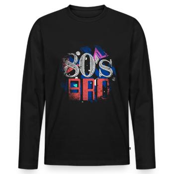 Années 80 années 80 années 80 années 19080 millésime d'enfance - T-shirt manches longues Premium bio Homme - noir - Devant - Nico (187cm)