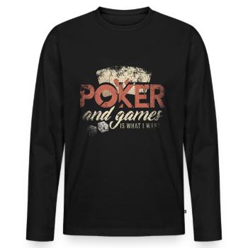 Idée Cadeau Poker - T-shirt manches longues Premium bio Homme - noir - Devant - Nico (187cm)