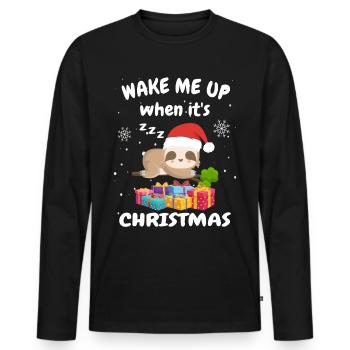 Faultier Wake me up when it is Christmas - Männer Premium Bio Langarmshirt - Schwarz - Vorne - Nico (187cm)