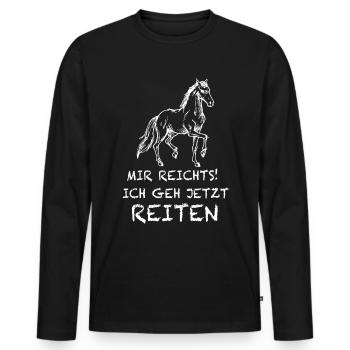 Reitsport, Pferd, Reiter, - Männer Premium Bio Langarmshirt - Schwarz - Vorne - Nico (187cm)