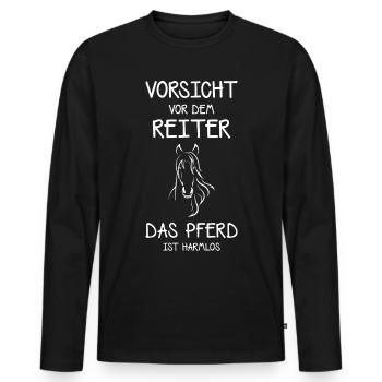 Reitsport, Pferd, Reiter, - Männer Premium Bio Langarmshirt - Schwarz - Vorne - Nico (187cm)