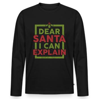 Christmas Funny Gift Christmas T-Shirt - Men's Premium Organic Long Sleeve Shirt - black - Front - Nico (187cm)