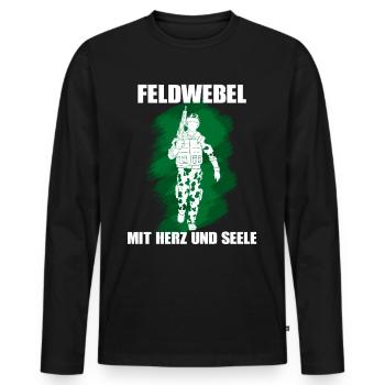 Feldwebel Mit Herz Und Seele Bundeswehr Soldat - Männer Premium Bio Langarmshirt - Schwarz - Vorne - Nico (187cm)