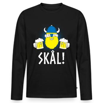 Bières Vikings Suède Scandinavie Skal Skol - T-shirt manches longues Premium bio Homme - noir - Devant - Nico (187cm)
