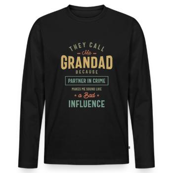 Ils m'appellent papy T-shirt cadeaux fête des pères - T-shirt manches longues Premium bio Homme - noir - Devant - Nico (187cm)