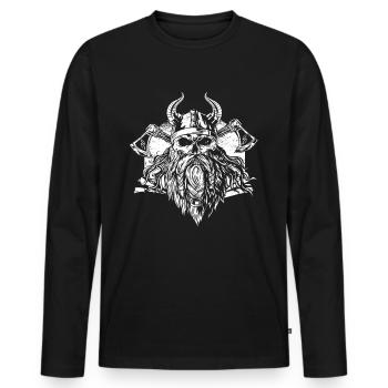 Wikinger - Männer Premium Bio Langarmshirt - Schwarz - Vorne - Nico (187cm)