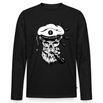 Seemann Tod Kapitän gruselig Horror Maritim See - Männer Premium Bio Langarmshirt - Schwarz - Vorne - Nico (187cm)