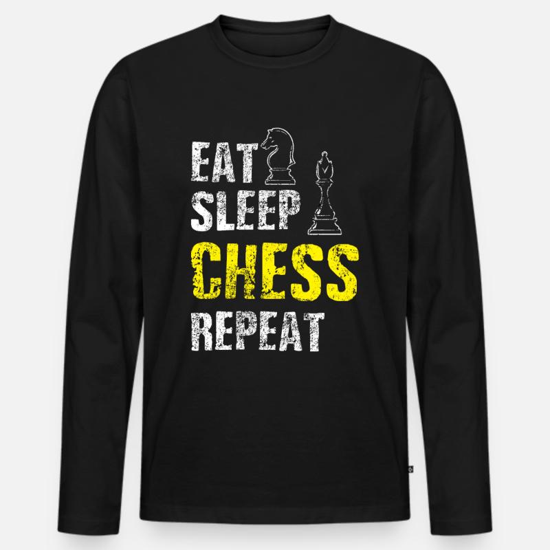 Chess Spruch Schachspieler - Männer Premium Bio Langarmshirt - Schwarz