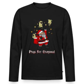 Pugs For Everyone Weihnachtsmann Verteilt Geschenk - Männer Premium Bio Langarmshirt - Schwarz - Vorne - Nico (187cm)