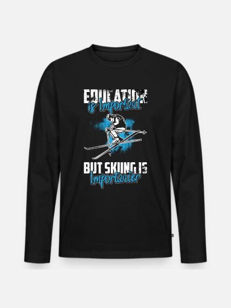 Ski - Männer Premium Bio Langarmshirt - Schwarz