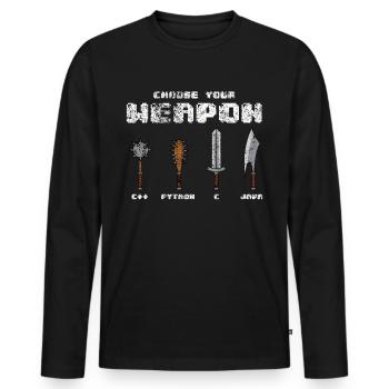 C ++ Phyton C Java Software Programmer Coder Joke - Men's Premium Organic Long Sleeve Shirt - black - Front - Nico (187cm)