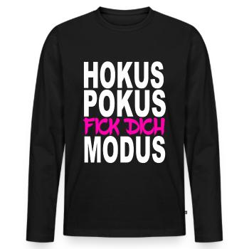 Hokus Pokus Fick Dich Modus - Männer Premium Bio Langarmshirt - Schwarz - Vorne - Nico (187cm)