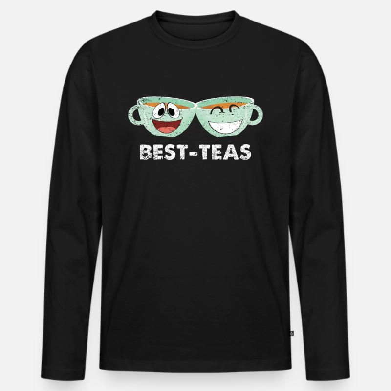 Beste Freunde - Männer Premium Bio Langarmshirt - Schwarz