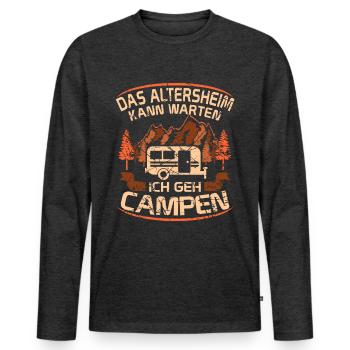 Camping Opa Wohnwagen Womo Geschenk - Männer Premium Bio Langarmshirt - Anthrazit meliert - Vorne - Nico (187cm)