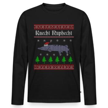 Knecht Ruphecht Ugly Christmas Angler Hecht - Männer Premium Bio Langarmshirt - Schwarz - Vorne - Nico (187cm)