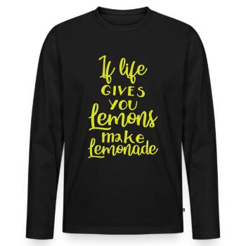 Saying funny positivity positive thinking - Men's Premium Organic Long Sleeve Shirt - black - Front - Nico (187cm)