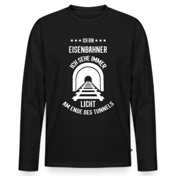 Eisenbahner Geschenk lustiger Spruch - Männer Premium Bio Langarmshirt - Schwarz - Vorne - Nico (187cm)