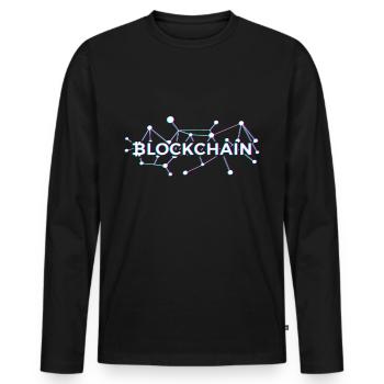 block chain - Men's Premium Organic Long Sleeve Shirt - black - Front - Nico (187cm)