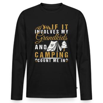 Grandpa Camper Grandkids Camping Spruch Opa - Männer Premium Bio Langarmshirt - Schwarz - Vorne - Nico (187cm)