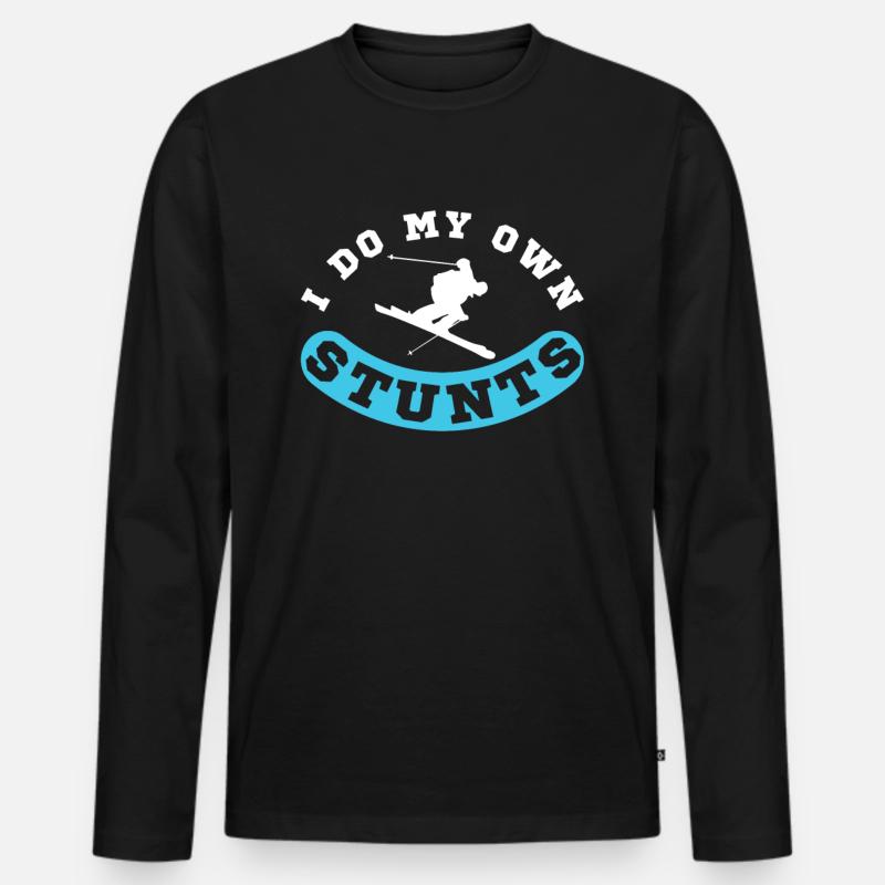 Ski - Männer Premium Bio Langarmshirt - Schwarz