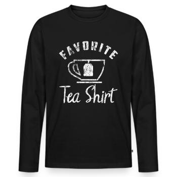 Tee - Männer Premium Bio Langarmshirt - Schwarz - Vorne - Nico (187cm)