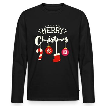Joyeux Noël Joyeux Noël - T-shirt manches longues Premium bio Homme - noir - Devant - Nico (187cm)
