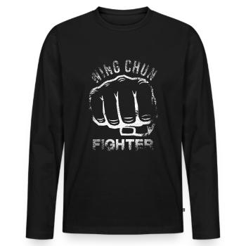 Combattant de Wing Chun - T-shirt manches longues Premium bio Homme - noir - Devant - Nico (187cm)