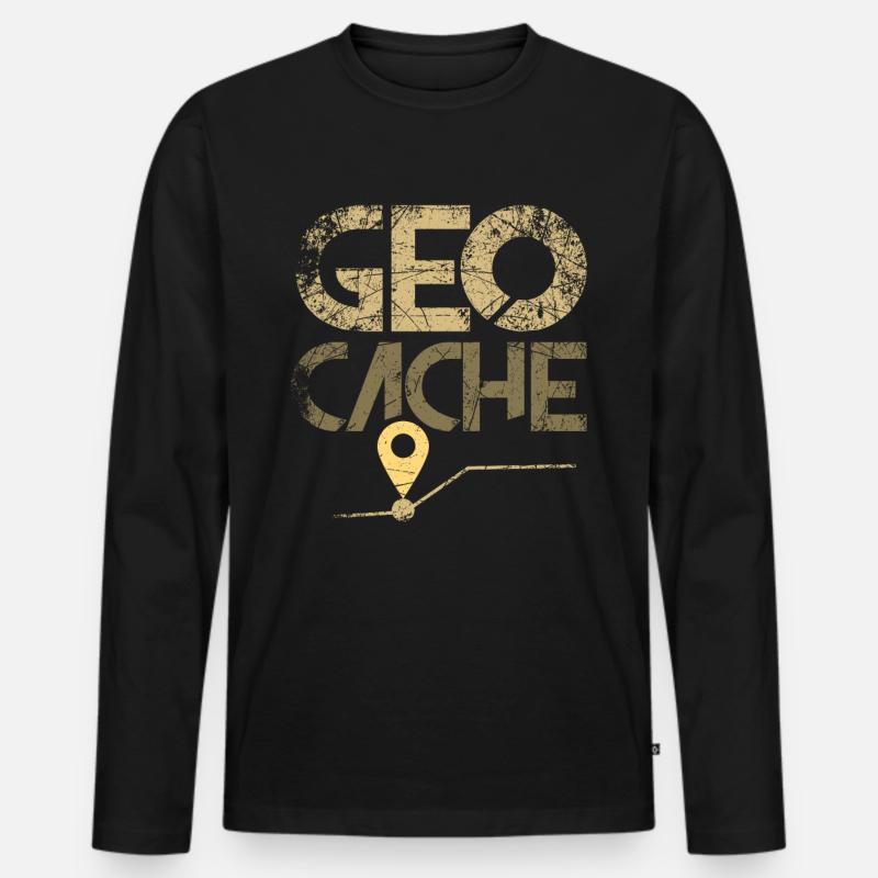 Geocache Geocaching Geocatcher Geocatcherin - Männer Premium Bio Langarmshirt - Schwarz
