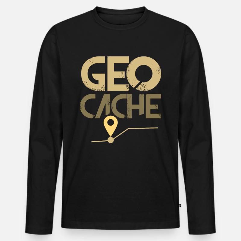 Geocache - Männer Premium Bio Langarmshirt - Schwarz