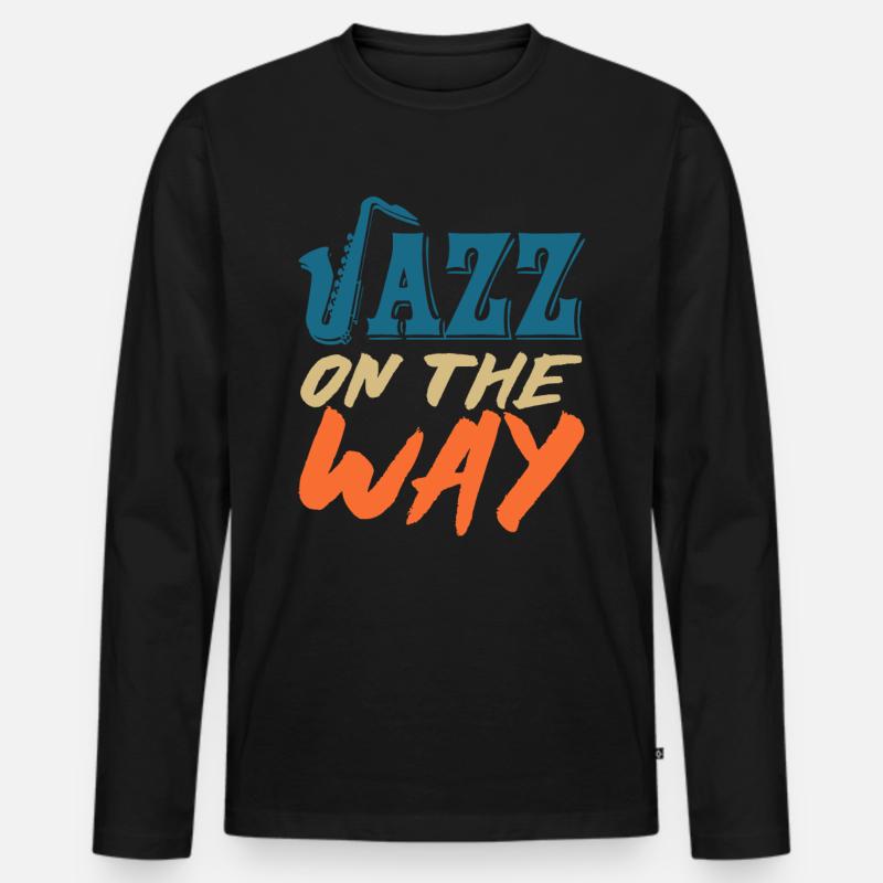 Jazz Geschenk - Männer Premium Bio Langarmshirt - Schwarz