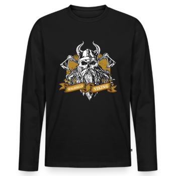Valhalla - Viking - T-shirt manches longues Premium bio Homme - noir - Devant - Nico (187cm)