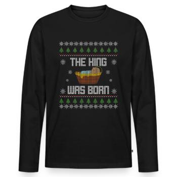 Noël - Noël - Chrétien - Jésus - T-shirt manches longues Premium bio Homme - noir - Devant - Nico (187cm)