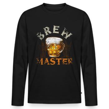 Brew Master - Men's Premium Organic Long Sleeve Shirt - black - Front - Nico (187cm)