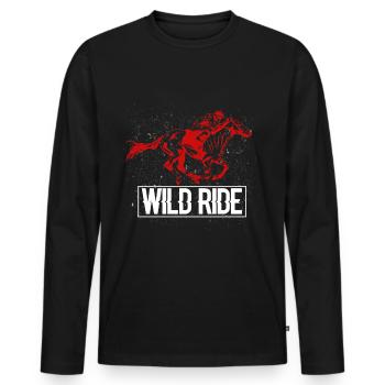 Red racehorse galloping - Men's Premium Organic Long Sleeve Shirt - black - Front - Nico (187cm)