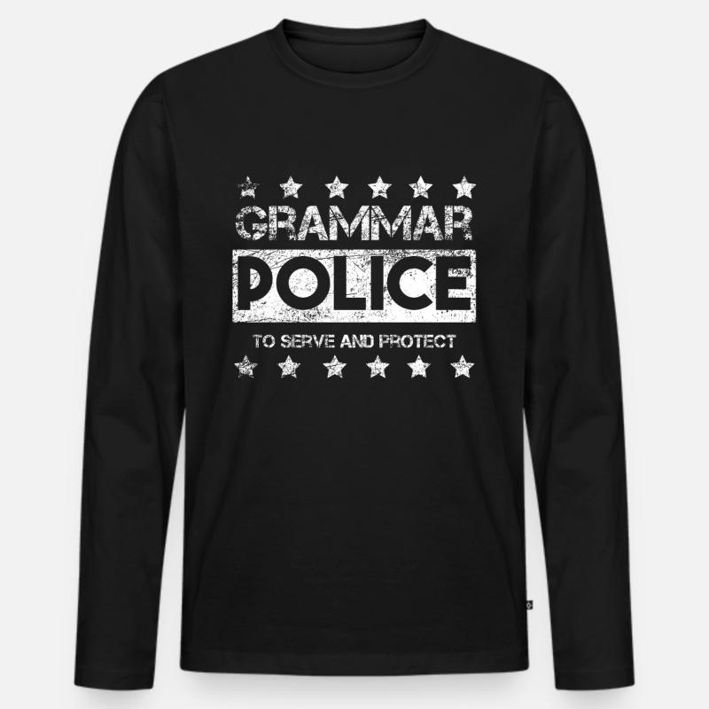 Grammar Police - Männer Premium Bio Langarmshirt - Schwarz