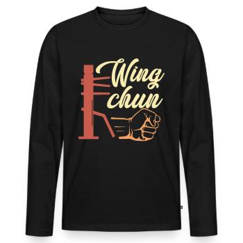 Wing Chun Geschenk - Männer Premium Bio Langarmshirt - Schwarz - Vorne - Nico (187cm)