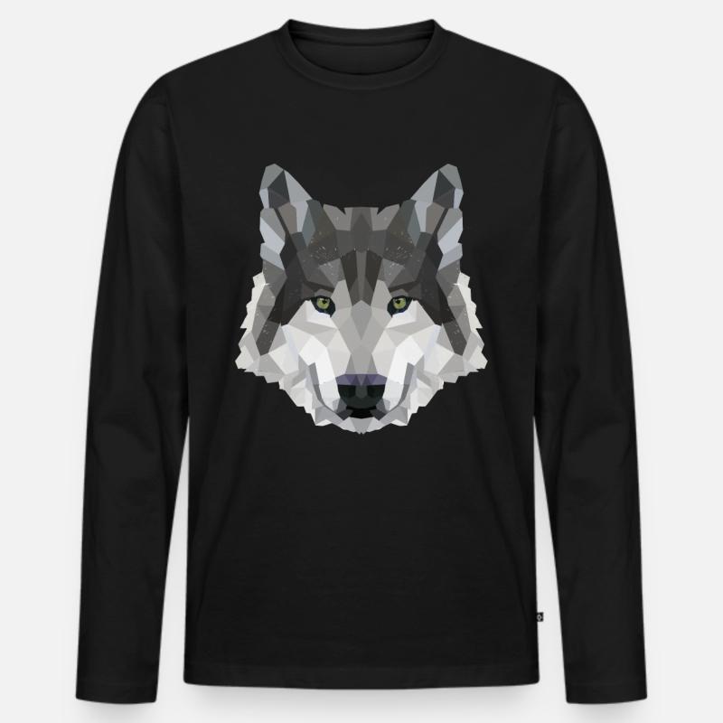 POLYGON WOLF MYTH FANTASY Husky - Männer Premium Bio Langarmshirt - Schwarz