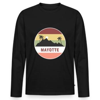 Mayotte Retro Land und Länder - Männer Premium Bio Langarmshirt - Schwarz - Vorne - Nico (187cm)