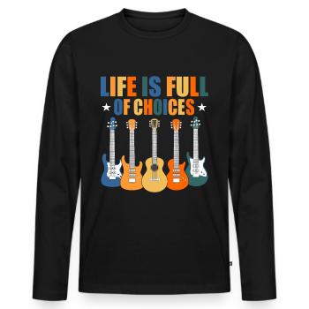 Guitariste guitariste - T-shirt manches longues Premium bio Homme - noir - Devant - Nico (187cm)